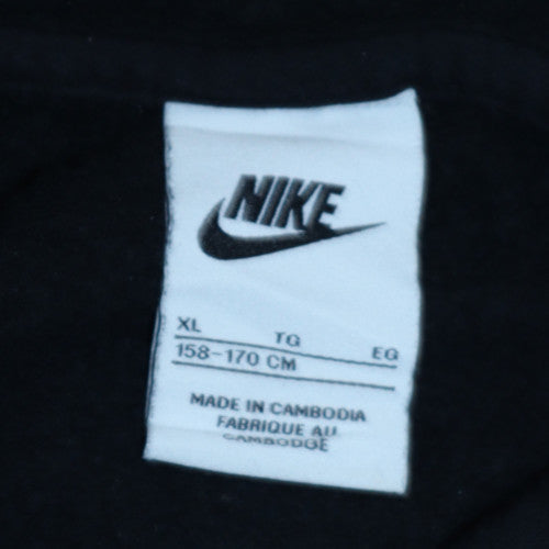 Nike Boys Black Full Zip Hoodie XL (158-170cm) Fleece Lined Sweatshirt