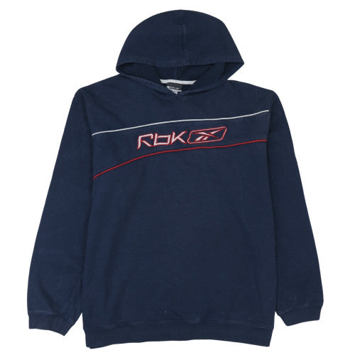 Reebok Men's Blue Pullover Hoodie L Embroidered Logo Sportswear