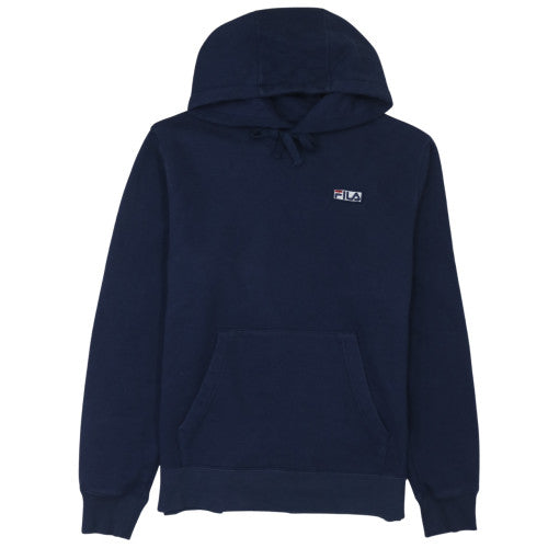 FILA Men's Blue Pullover Hoodie M Logo Fleece Sweatshirt