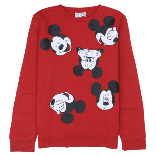 Disney Women Red Mickey Mouse Print Pullover Sweatshirt Size M 10/12