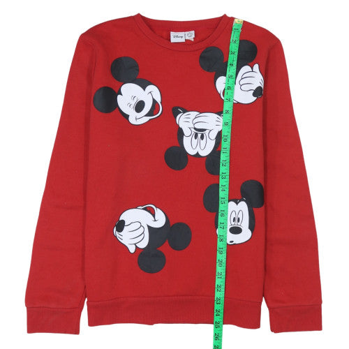 Disney Women Red Mickey Mouse Print Pullover Sweatshirt Size M 10/12