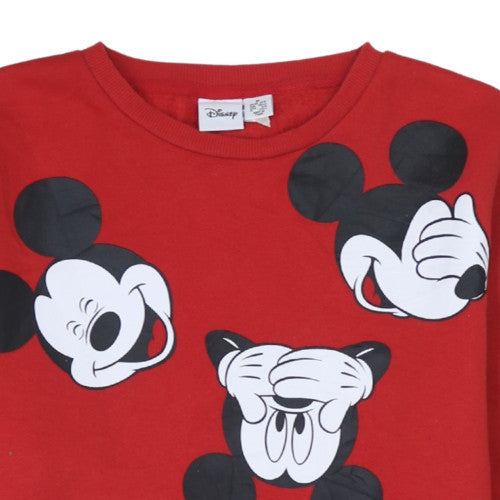 Disney Women Red Mickey Mouse Print Pullover Sweatshirt Size M 10/12
