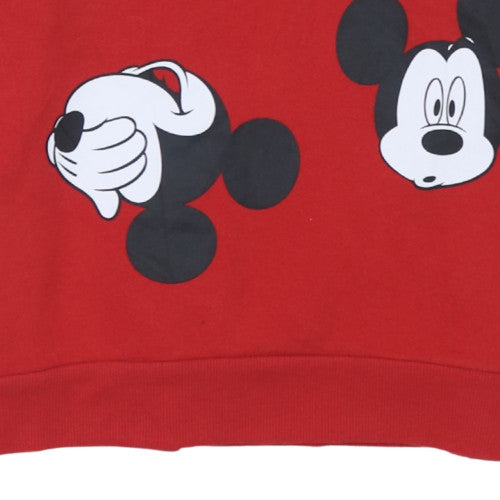 Disney Women Red Mickey Mouse Print Pullover Sweatshirt Size M 10/12