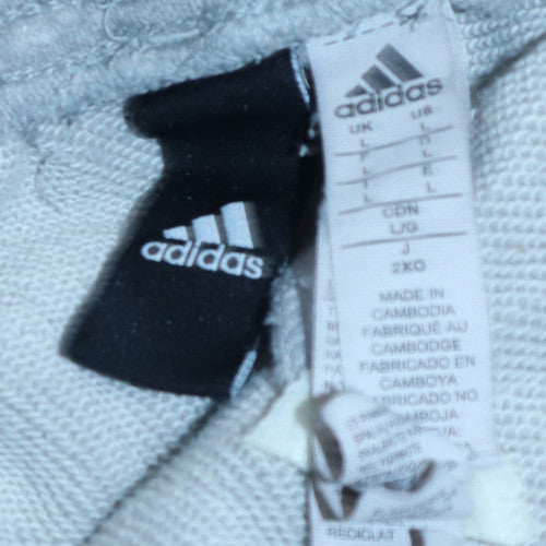 Adidas Men Grey 2XL Tapered Sweatpants with Logo