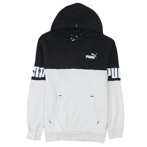 Puma Men's Black & White Pullover Hoodie M Regular Fit Logo Sportswear