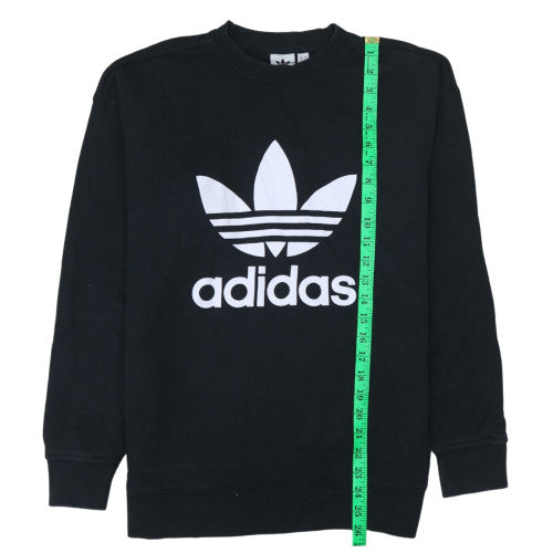 Adidas Womens Black Crew Neck Pullover Sweatshirt Size 8 Logo Print