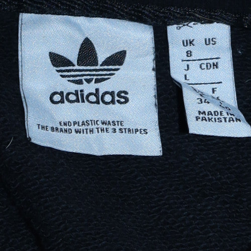 Adidas Womens Black Crew Neck Pullover Sweatshirt Size 8 Logo Print