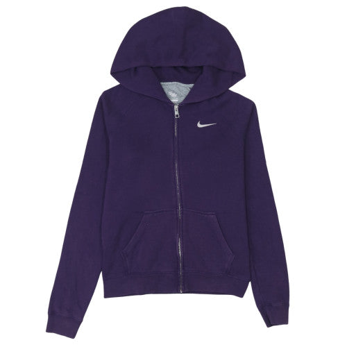 Nike Women's Purple Full Zip Hoodie Small Cotton Blend
