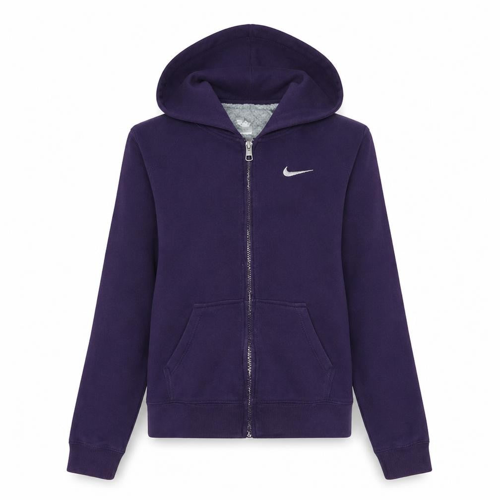 Front view of Nike Women's Purple Full Zip Hoodie Small Cotton Blend