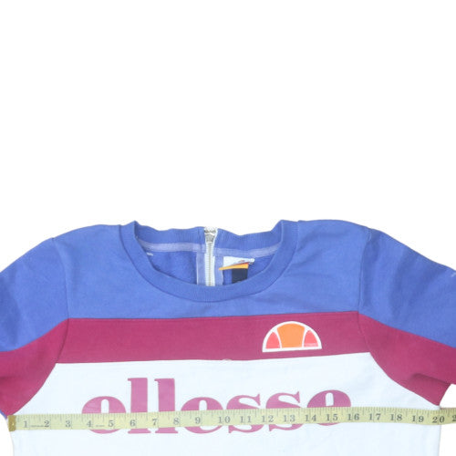 Ellesse Womens Blue White Pink Logo Sweatshirt Size 12 Cotton Blend