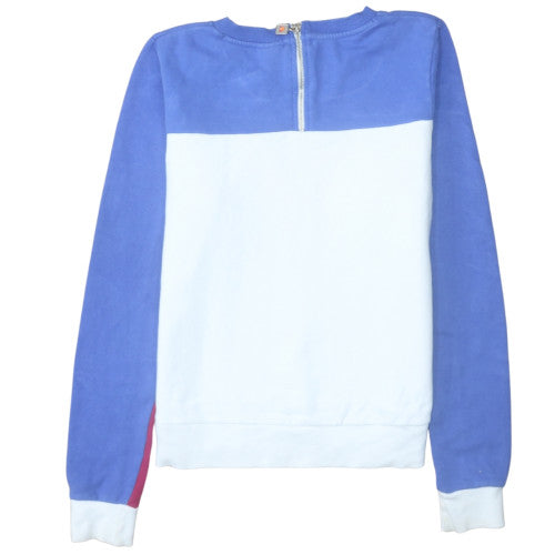 Ellesse Womens Blue White Pink Logo Sweatshirt Size 12 Cotton Blend