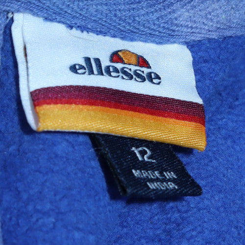 Ellesse Womens Blue White Pink Logo Sweatshirt Size 12 Cotton Blend