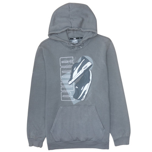 Puma Mens Grey Pullover Hoodie Medium Graphic Sports Fleece