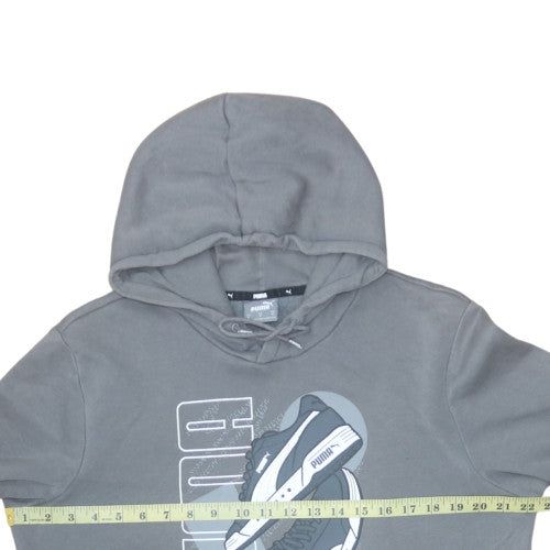 Puma Mens Grey Pullover Hoodie Medium Graphic Sports Fleece