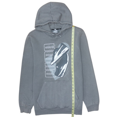Puma Mens Grey Pullover Hoodie Medium Graphic Sports Fleece