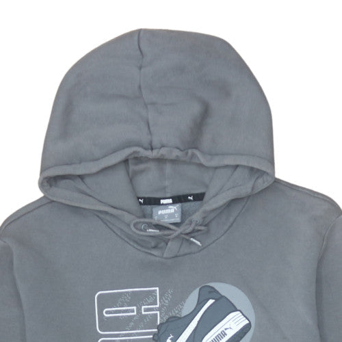 Puma Mens Grey Pullover Hoodie Medium Graphic Sports Fleece