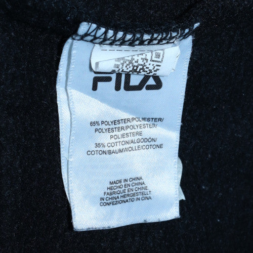 FILA Womens Black Pullover Hoodie M Logo Graphic Cotton Blend
