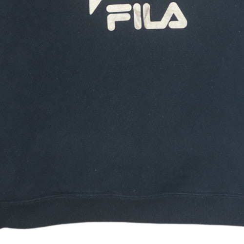 FILA Womens Black Pullover Hoodie M Logo Graphic Cotton Blend