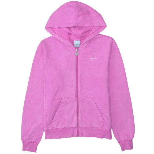 Nike Women Pink Full Zip Hoodie L Fleece Lined Casual Sweatshirt