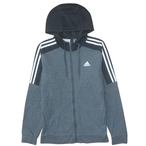 Adidas Men's Grey Full Zip Hoodie Size S Sports Fleece Jacket