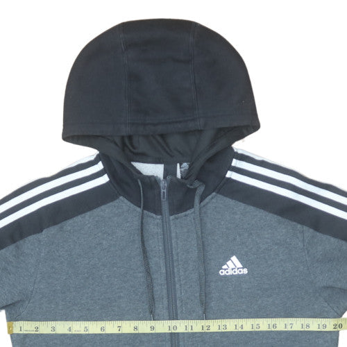 Adidas Men's Grey Full Zip Hoodie Size S Sports Fleece Jacket