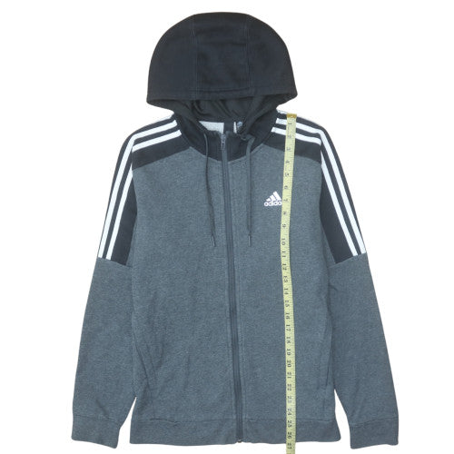 Adidas Men's Grey Full Zip Hoodie Size S Sports Fleece Jacket
