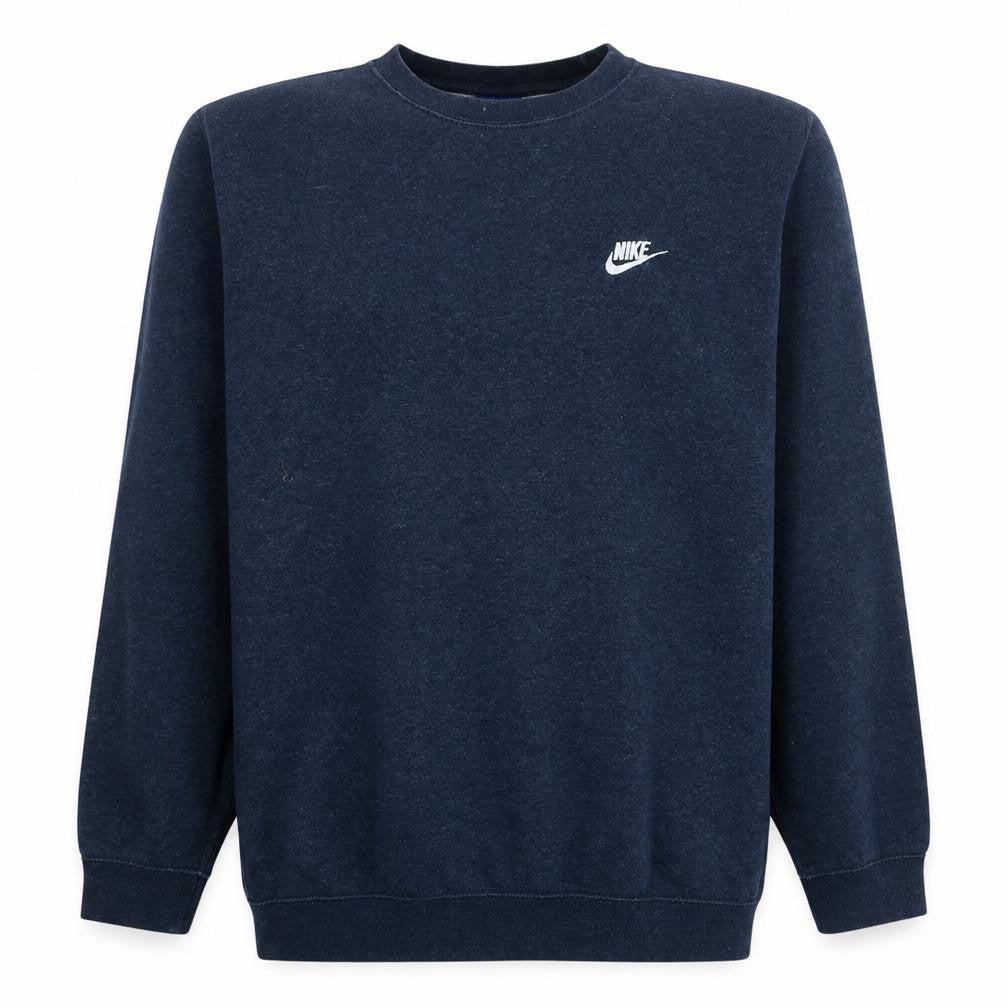 Front view of Nike Men's Blue Large Crew Neck Pullover Sweatshirt