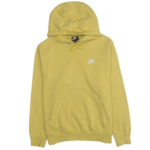 Nike Men Yellow Pullover Fleece Hoodie M Regular Fit Logo