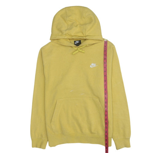 Nike Men Yellow Pullover Fleece Hoodie M Regular Fit Logo