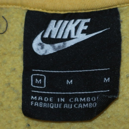 Nike Men Yellow Pullover Fleece Hoodie M Regular Fit Logo