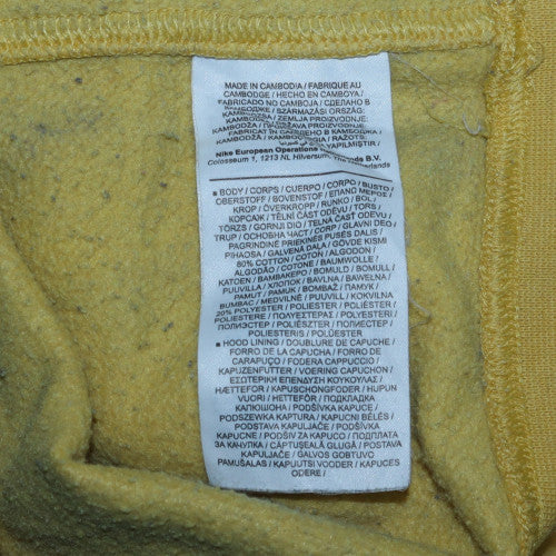 Nike Men Yellow Pullover Fleece Hoodie M Regular Fit Logo