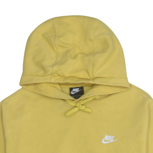 Nike Men Yellow Pullover Fleece Hoodie M Regular Fit Logo