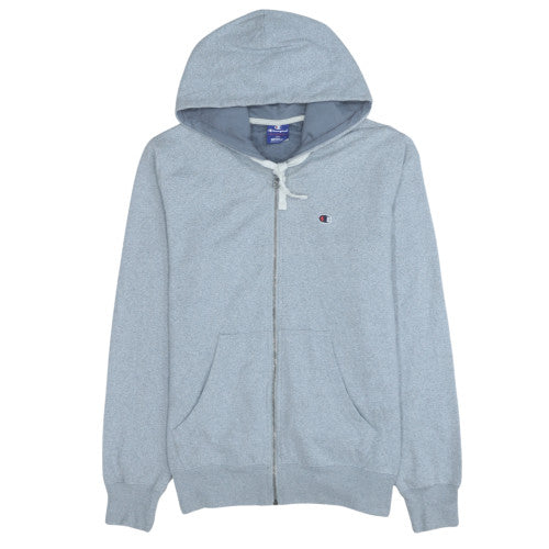 Champion Men's Grey Full Zip Hoodie Size M Lightweight Fleece