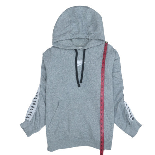 Nike Women’s Grey Pullover Hoodie Small Logo Print Sportswear