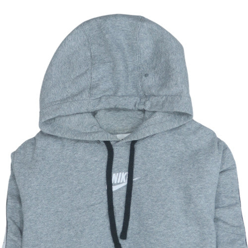 Nike Women’s Grey Pullover Hoodie Small Logo Print Sportswear