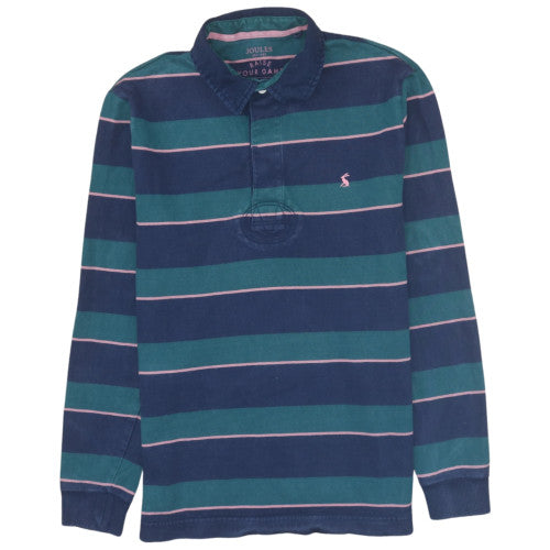Joules Men's Blue Striped Long Sleeve Rugby Polo Shirt Size S