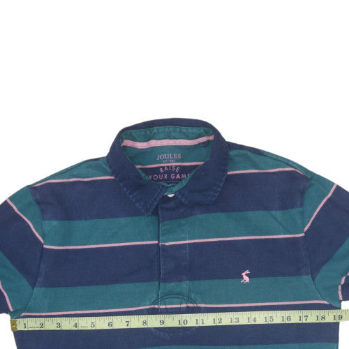 Joules Men's Blue Striped Long Sleeve Rugby Polo Shirt Size S