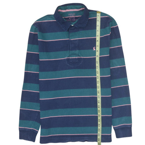 Joules Men's Blue Striped Long Sleeve Rugby Polo Shirt Size S