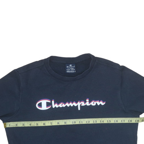 Champion Boys Black Pullover Sweatshirt 13-14 Years Crew Neck Logo Print