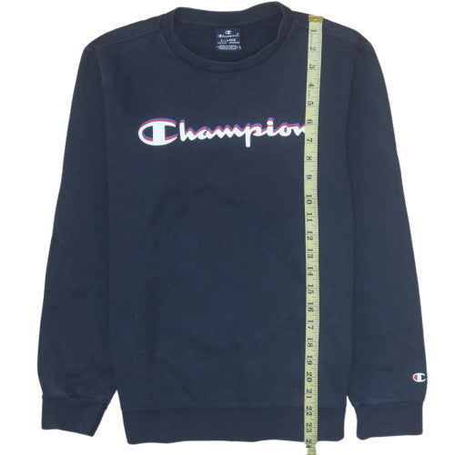 Champion Boys Black Pullover Sweatshirt 13-14 Years Crew Neck Logo Print