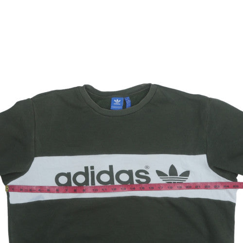 Adidas Mens Black Crew Neck Sweatshirt L Logo Graphic Pullover