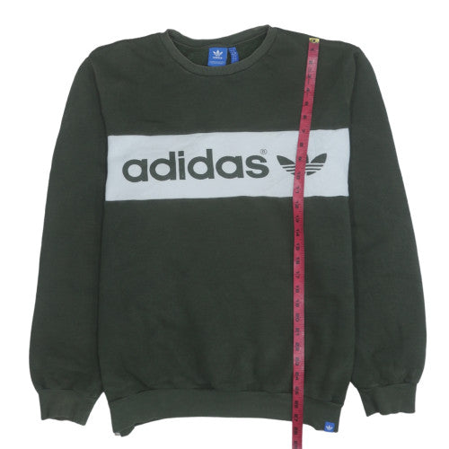 Adidas Mens Black Crew Neck Sweatshirt L Logo Graphic Pullover