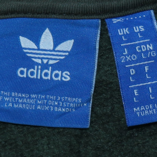 Adidas Mens Black Crew Neck Sweatshirt L Logo Graphic Pullover