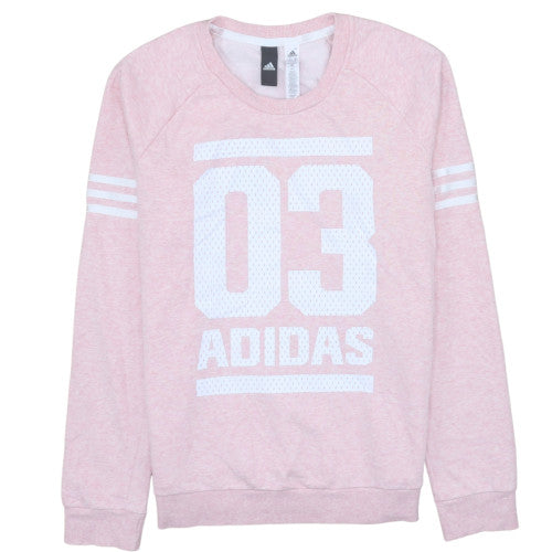 Adidas Womens Pink Graphic Crew Neck Pullover Sweatshirt Size M