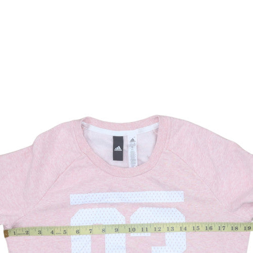 Adidas Womens Pink Graphic Crew Neck Pullover Sweatshirt Size M