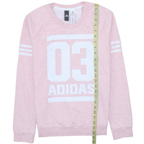 Adidas Womens Pink Graphic Crew Neck Pullover Sweatshirt Size M