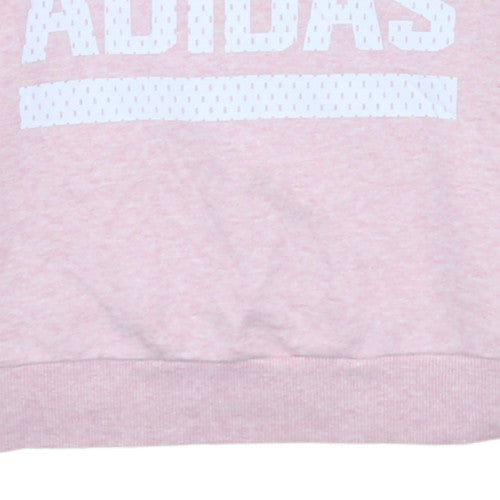 Adidas Womens Pink Graphic Crew Neck Pullover Sweatshirt Size M