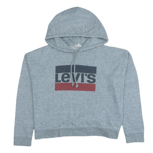 Levi's Womens Grey Small Pullover Hoodie with Logo Print