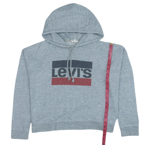 Levi's Womens Grey Small Pullover Hoodie with Logo Print