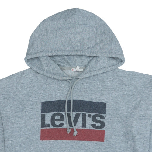 Levi's Womens Grey Small Pullover Hoodie with Logo Print